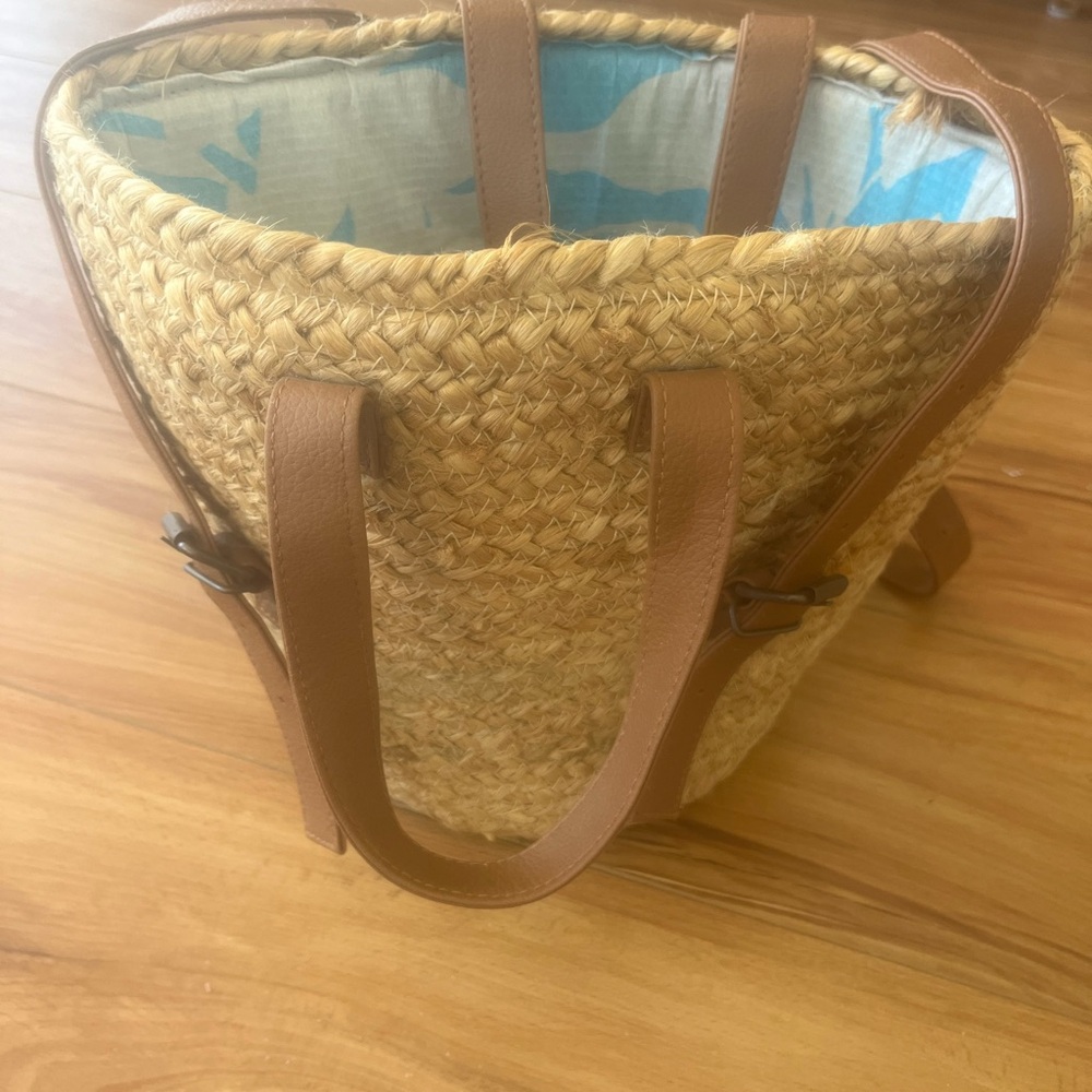 XIX PALMS Jute Picnic Insulated Backpack.  Light Brown Bohemian beach